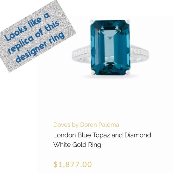 π Silver Fashion Ring with Faux Blue Diamond - Picture 6 of 13